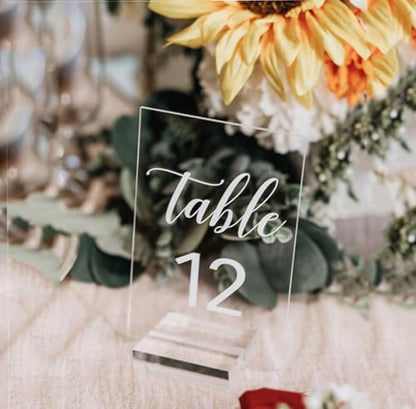 20 Pack Acrylic Sign Holders, Clear Acrylic Sign Stand,Acrylic Table Number Holder for Wedding Table Number/Sign/Car