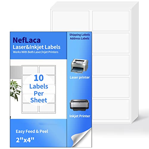 2"x4" Shipping Address Labels, 10-UP Blank Mailing Labels, White Self-Adhesive Customized Stickers for Inkjet and Laser Printer [400 Sheet, 4000 Labels] - size: 2" x 4" (10-up), style: 400 Sheets