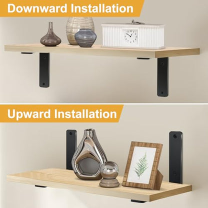 4 Pack - L 5" x H 4" x W1.5, 5mm Thick Black L Shelf Bracket, Iron Shelf Brackets, Metal Shelf Brackets, Floating Shelf, Shelf Supports with Screws - size: 5''x4'', style: Black 4 Pack