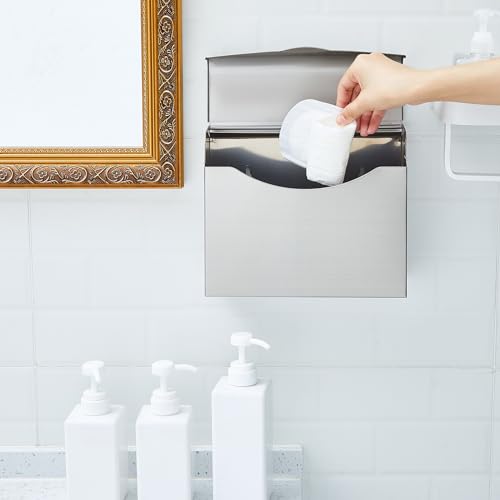 Tioncy 8 Pcs Sanitary Napkin Disposal Receptacle Wall Mount, Silvery White