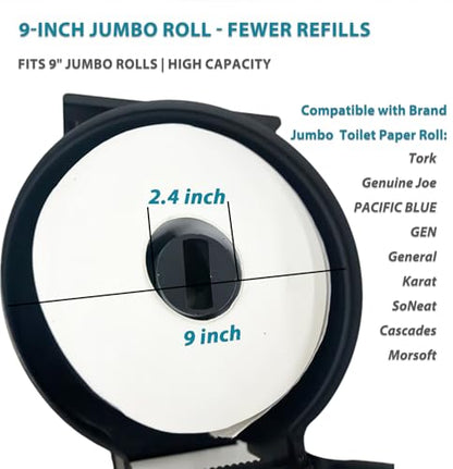 Commercial Toilet Paper Dispenser with Shelf: Wall Mount Stainless Steel - color: Matte Black