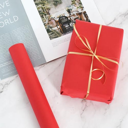 BEISHIDA Red Gift Wrapping Paper Roll, 15in X 32ft Kraft Bulletin Board Paper Gift Wrap for Christmas Mother's Day Valentine's Day Graduation, Flower Wrap - color: red