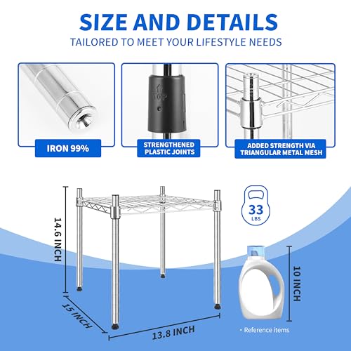 Simple Deluxe 1-Tier Shelving Unit, 15" W x 13.8" D x 15" H Wire Metal Stackable Storage, Chrome, 2 Pack - size: 1-Tier, 15"W x 13.8"D x 15"H, style: 2 Pack