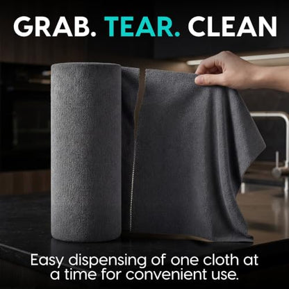 Microfiber Cleaning Cloth Roll Tearaway, 50 PCS Tear Away Towels, Reusable & Washable, Ultra Absorbent 12" x 12" Dish Rags for Car, Home, Kitchen, , 180 GSM Thickness, Paper Towel Alternative - color: Grey