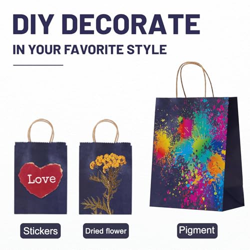 LIHOMR Gift Bags 5.9"x3.15"x8.25", 100pcs Kraft Paper Bag with Handles - color: Navy blue, size: 8.25 x5.9x3.15 Inch (Pack of 100)
