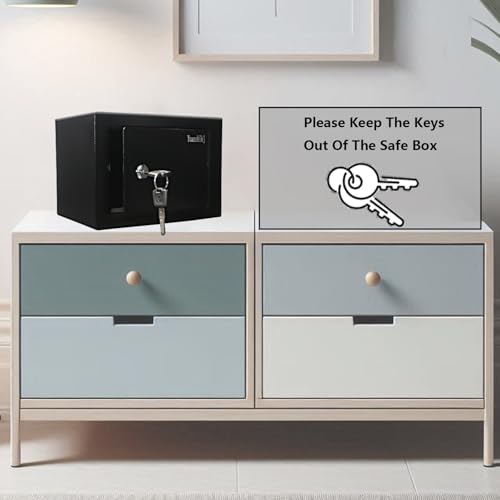 Yuanshikj Steel Small Safe Lock Box with Key Security, 0.23 Cu Ft, Black