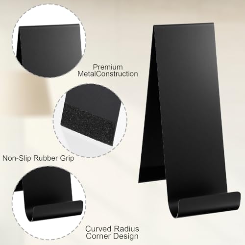 4 Pack Black Metal Brochure Holder, 8.9" Fancy Vertical Display Stand, Black Heavy Duty Elegant Flyer Brochure Holder Stand for Table Menus, Pamphlets, Countertop Literature Organizer
