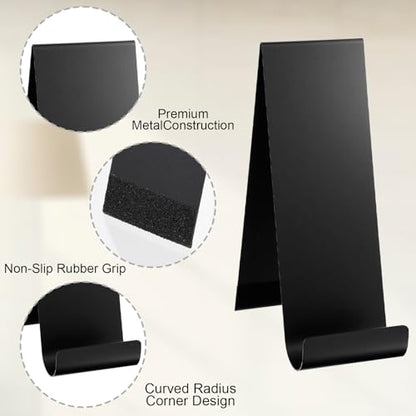 4 Pack Black Metal Brochure Holder, 8.9" Fancy Vertical Display Stand, Black Heavy Duty Elegant Flyer Brochure Holder Stand for Table Menus, Pamphlets, Countertop Literature Organizer