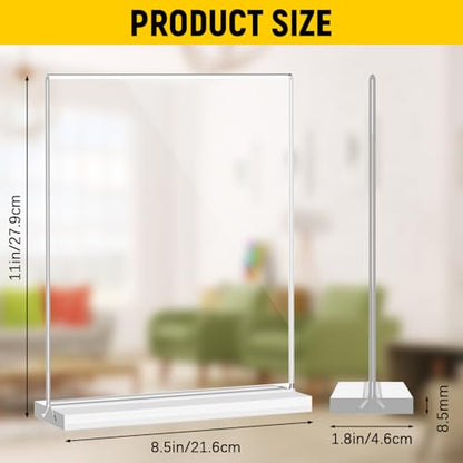 Dynta Acrylic Sign Holder 8.5 x 11 Inches, Double Sided Table Sign Holder (Pack of 2) - color: Clear, size: 8.5x11 28 Pack