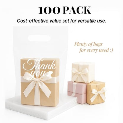 100PCS Thank You Clear Plastic Bags with Handles, 9 x 12 Inch - color: 02-Clear TY, size: 9"x12"