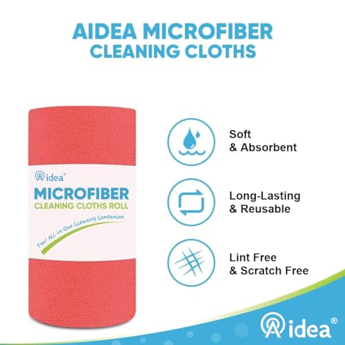 AIDEA Red Microfiber Cleaning Cloth Roll-75PK, Paper Towels 11.5"×11.5" - color: Red