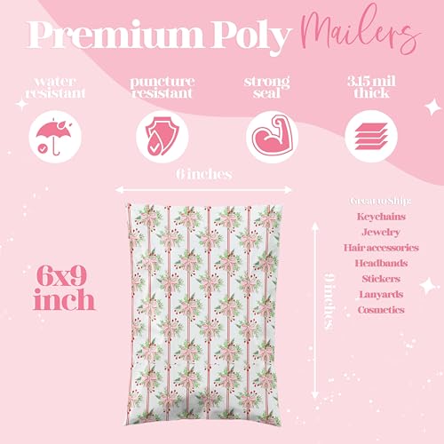 Pretty Package Store Poly Mailers 10x13, Christmas Bows, 100 Pack - color: Christmas Bows, size: 10x13
