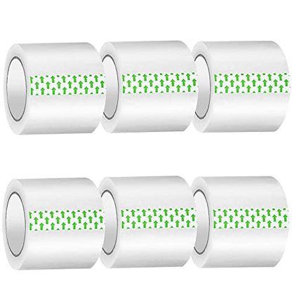 6 Rolls Clear Packing Tape - Quiet Packaging Tape 1.5 INCH Core Shipping Tape Refill Rolls Moving Tape for Packing Boxes, 2" x 25 Yards - size: 6 Rolls