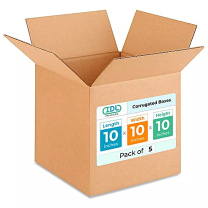 Medium Cube Moving & Shipping Boxes 10 x 10 x 10 inches (5-Pack) - Extra Strength 200 lb vs Regular - Corrugated Cardboard Boxes for Delivery - Shipping Box - Corrugated Box by IDL Packaging - size: 10 * 10 * 10" (Medium Boxes)