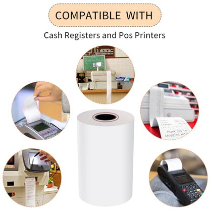 2-1/4'' x 50' (10 Rolls) Thermal Receipt Paper, Fits 58mm Thermal POS Printers, Premium Quality, Biodegradable - size: 2 1/4" x 50', style: 10 Rolls