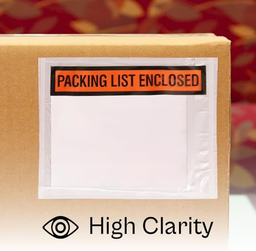 PSBM 1000 PCS 4.5 x 5.5 Inch Orange Panel Face Packing List Enclosed Envelopes, Invoice Packing Slips Pouch for Mailing Labels, Invoices, Documents and Slips - size: 4.5 Inch x 5.5 Inch Orange / Back Side Load