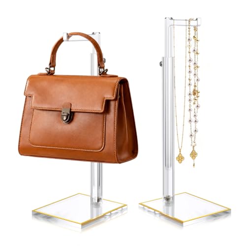 2-Pack Acrylic Purse Display Stands, 14"-24" Adjustable Handbag Holder - size: 2 Pack