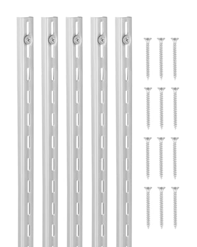 VEVOR Shelf Pilaster, 39-inch 10 Pack, Upright Wall Shelving System, Heavy Duty Support System Single Slot Shelf Rails, 40 Screws Included, Suitable for Cabinet Closet Organization Storage, Silver - style: 39-inch