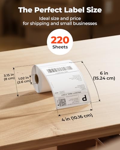 MUNBYN 4"x6" Thermal Printer Label, Shipping Labels, 220 Sheets/Roll - style: 220 Labels