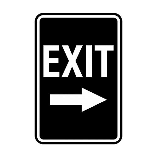 Signs ByLITA Portrait Round Exit Right Arrow Sign with Adhesive Tape, Mounts On Flat Surface (Black) - Small - color: Black, size: 4 x 6" - Small (1 Pack)
