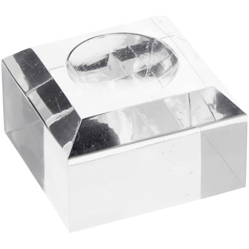 Plymor 1.5" W x 1.5" D Clear Square Egg/Sphere Base (0.875" Hole) - size: 1.5" x 1.5" x 1"