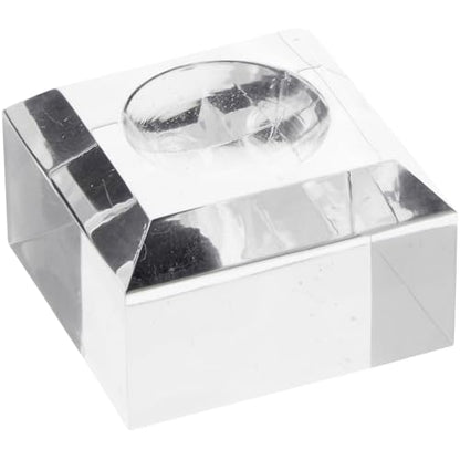 Plymor 1.5" W x 1.5" D Clear Square Egg/Sphere Base (0.875" Hole) - size: 1.5" x 1.5" x 1"