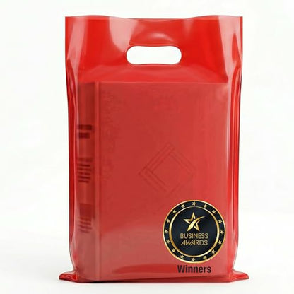 Choice Marts 100 Red Plastic Bags With Handles 12x15 Merchandise Bags - color: Red