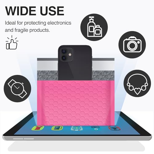 UCGOU Bubble Mailers 8.5x12" 40 Pack Usable Size 8.5x11" Hot Pink Padded - color: Hot Pink, size: 8.5x12" 40PC