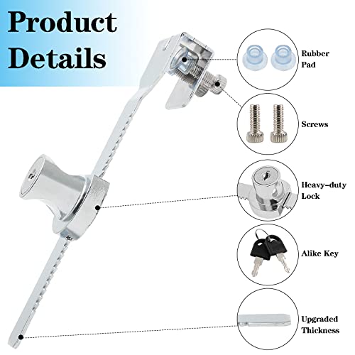 Waziaqoc 2PCS Sliding Glass Door Ratchet Lock, Chrome Finish