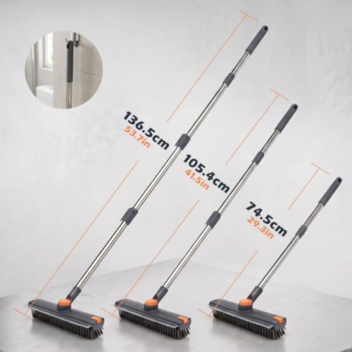 Masthome 3 in 1 Floor Scrub Brush with Long Handle, Heavy Duty Stiff Brush - color: Gray