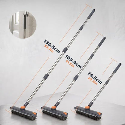 Masthome 3 in 1 Floor Scrub Brush with Long Handle, Heavy Duty Stiff Brush - color: Gray