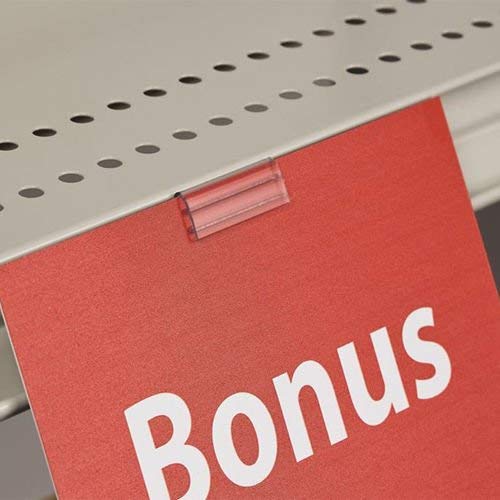 Gondola Shelving Ticket Channel Sign Holder, Clip on Sign Clip Grip for Shelf C-Channel - 100 Pack - size: 100 Pack