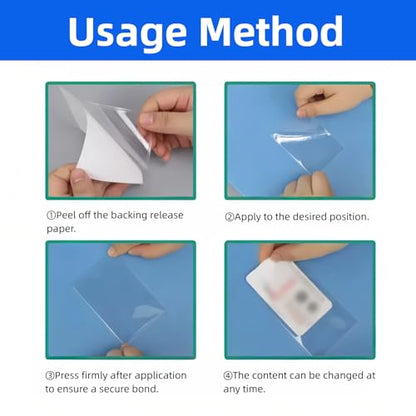 60 Pack Label Pockets, Clear Self-Adhesive Plastic Index Card Holders with Top Open,Square Label Sleeves for Organizing Storage Bins (60, 4 x 6 inches) - size: 4 x 6 inches