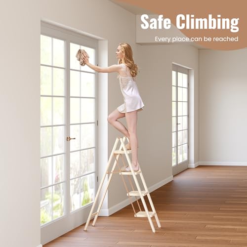 4 Step Ladder, Folding Step Stool with Anti Slip Widened Pedal - size: 4 Step