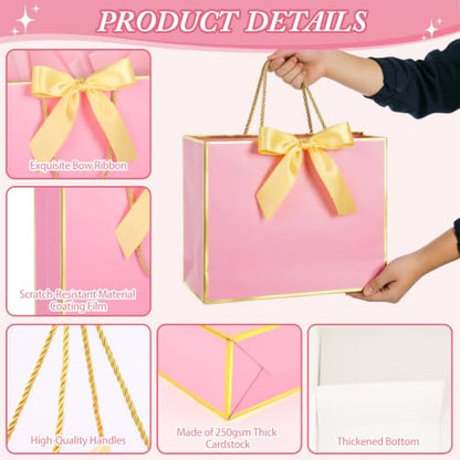 Addblu 6 Pack Pink Large Gift Bags with Handles & 18 Tissue Papers - color: Pink Gift Bag, size: 1 Count (Pack of 6)