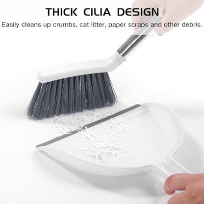 NACENA Mini Broom and Dustpan Set, Small Dust Pan and Brush Set, White&Gray - color: Grey & White, size: 1 Pack