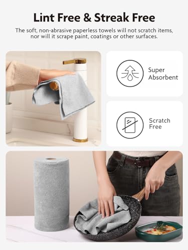 Fantasticlean Microfiber Cleaning Cloth Roll- 90 Sheets, 12" x 12" (Grey) - color: Grey, size: 90 pack