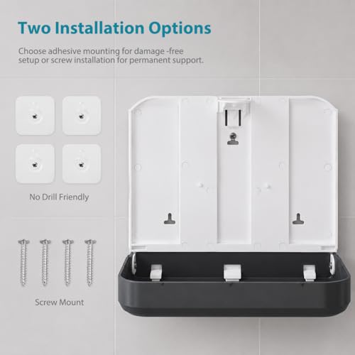Paper Towel Dispenser Wall Mount No-Drill, Black Commercial, Home Bathroom - color: D-23 Black