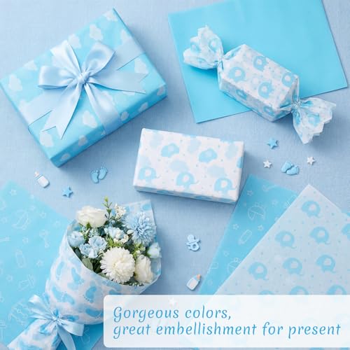woric 120 Sheets Baby Tissue Paper Bulk 20 x 14 Inch - color: Blue Baby Shower