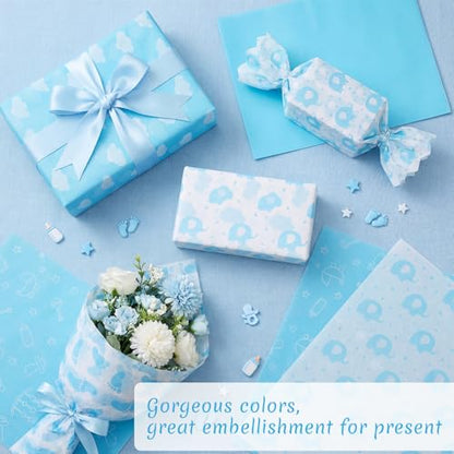 woric 120 Sheets Baby Tissue Paper Bulk 20 x 14 Inch - color: Blue Baby Shower