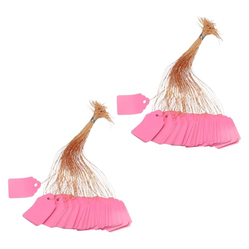 PATIKIL 400Pack Price Tags with String, 25x35mm Plastic Tags Hanging Plastic Wire Shelf Label Holder Waterproof Writable for Labeling Retail Sale Merchandise Shelf Clothing, Pink - color: Pink, size: 25x35mm