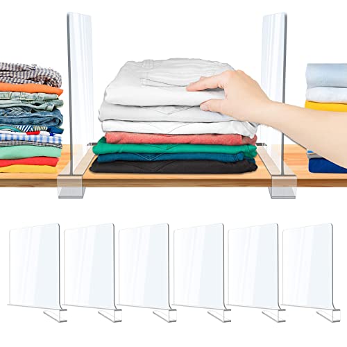 Acrylic Shelf Dividers, 6 Pack Clear Organizers for Closet Organization - color: 6pcs
