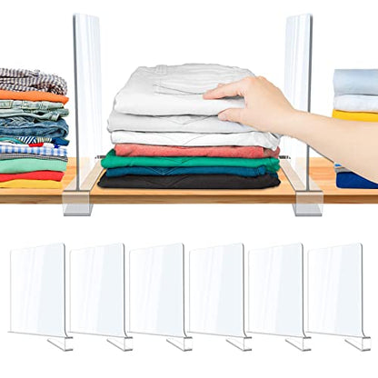 Acrylic Shelf Dividers, 6 Pack Clear Organizers for Closet Organization - color: 6pcs