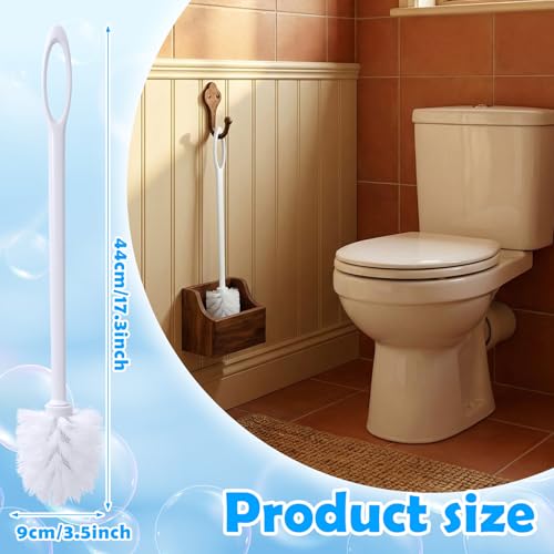 12 Pcs 17.3 Inch White Toilet Brush Bulk with Hook Hole Long Handle Toilet Bowl Cleaner Scrubber for Bathroom Household Cleaning Supplies Christmas Home Gifts - color: White