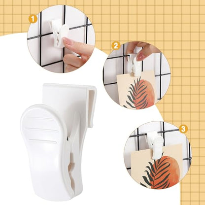 AmazingSpark 15 Pcs Gridwall Accessories Grid Wall Hooks Clips, White - color: White