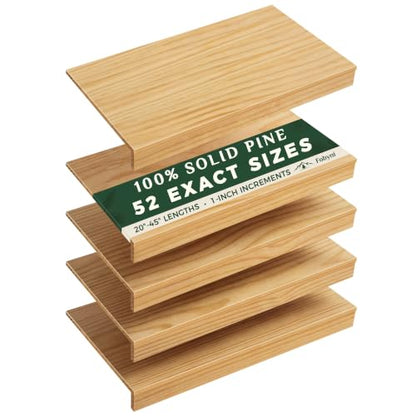 Solid Pine Wire Shelf Covers, 16" D x 30" L, Tool-Free Pantry Rack
