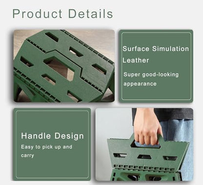 Folding Step Stool Holds 440 lbs - 9" Sturdy Foldable Step Stool with Non-Slip Base, Space Saving for Kitchen, Bathroom, Camping (Green) - color: Green