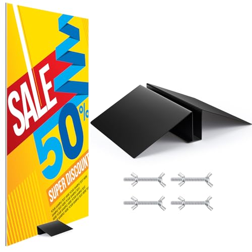 Blulu 1 Pcs 12 Inches Metal Floor Sign Stand Holder M Mount Holder Graphic Floor Standing Display Stand for Composite Foam Board, Acrylic Glass Sign, Base Only - size: 12 inches
