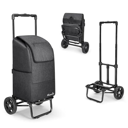 KEDSUM 2-in-1 Shopping Cart, 330LB Foldable Grocery Cart with Wheels,Black - color: Black