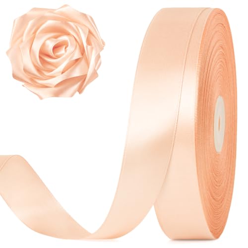 Peach Satin Ribbon 1 Inch x 100 Yards - color: Peach